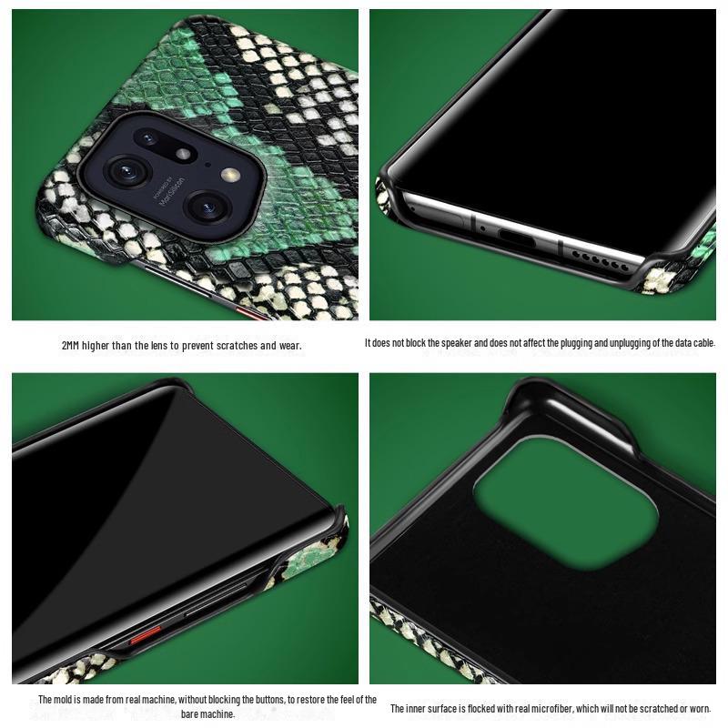 OPPO A2 Genuine Leather Protective Case with Python Skin Pattern