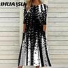 Women's Fashion Summer Spring  3/4 Sleeve V-Neck Casual Dresses