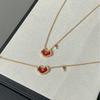 V Gold Book Small Red Lock Ruyi Key Necklace Women's Diamond Agate Collarbone Chain Versatile Light Luxury