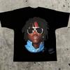 Y2k Europe and The United States New Summer Unisex Tshirt Portrait Printed Harajuku Hip Hop Personality Fashion Couple Shirt