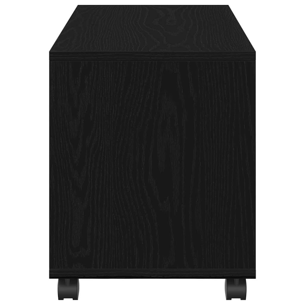 Side Table with Shelf Black Oak Effect 72 X 33 X 42.5 Cm