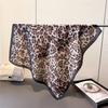 Classic Leopard Print Square Silk Scarf for Women Soft Satin Bandana Fashion Shawl Hairband for Summer Vacation and Daily Wear