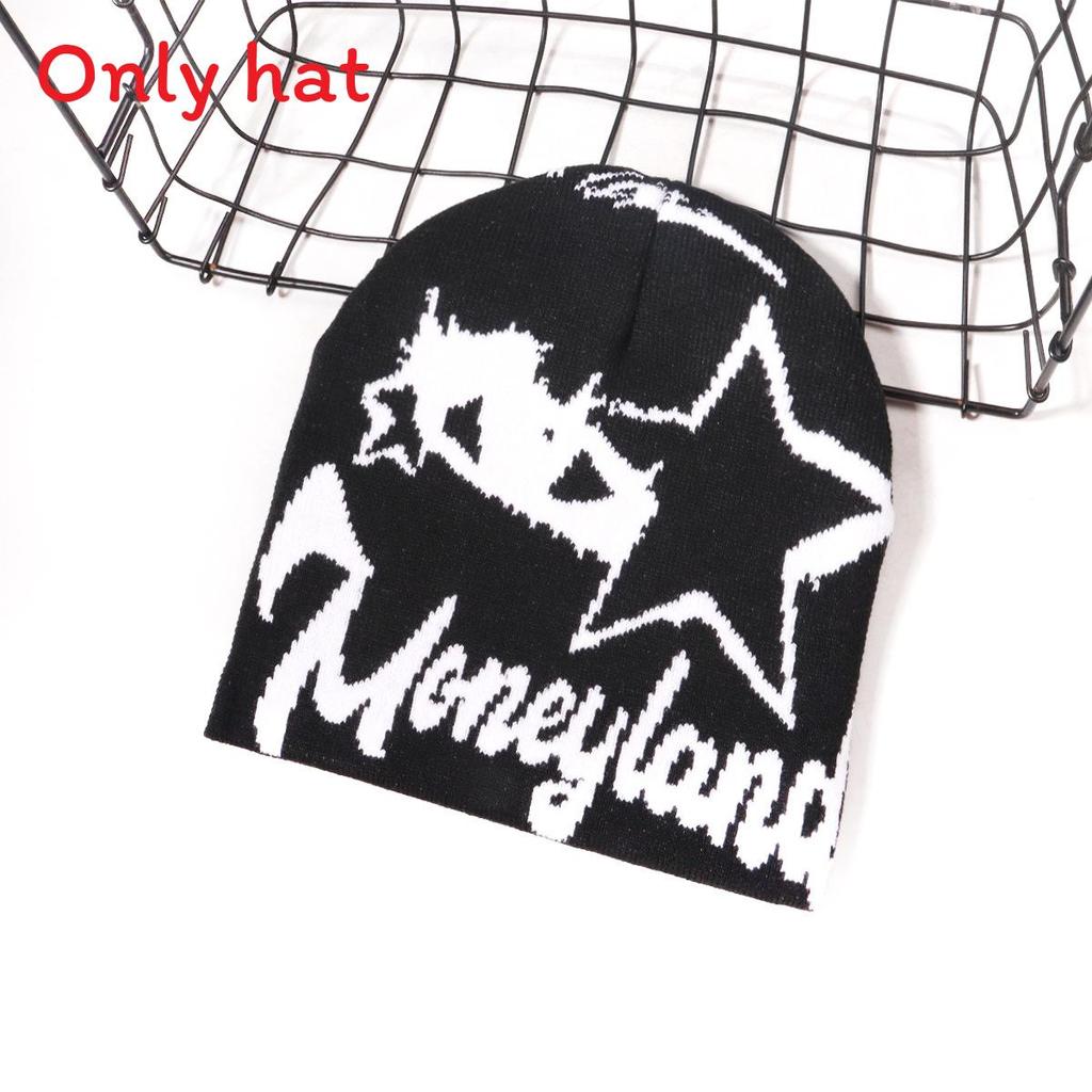 Street Star Style Letter Pattern Neutral Warm Knitted Hat For Autumn And Winter