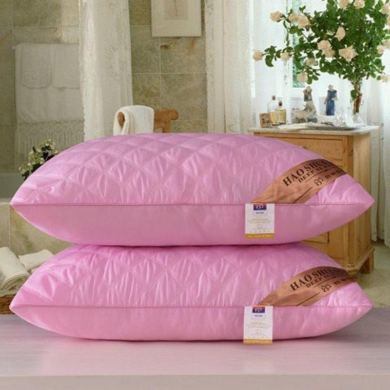 Cotton Pillow Bedroom Bed Sleep Cervical Pillow Middle-high Pillow Core Frosted Thickened Machine Wash Quilt Cover White