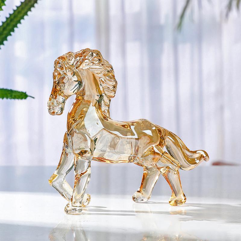 2026 Zodiac Horse Statue Feng Shui Collection Crystal Light Luxury Horse Sun Catcher Ornament Home Desktop Decoration