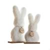 2 Pieces Fuzzy Hare Statue Cute Easter Bunny Decor Soft Ornament for Spring