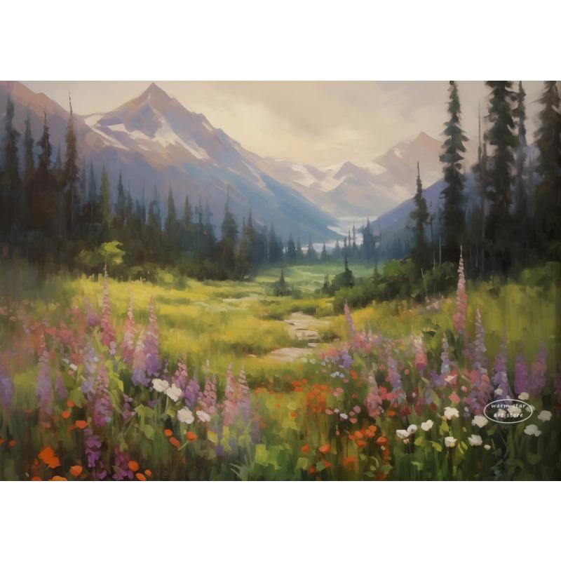 

Деревенский горный цветок Винтажный лесной пейзаж Масляная живопись Холст Постер Настенные художественные принты Искусство природы Картинки Декор для фермерского дома 21cm×30cm NoFrame