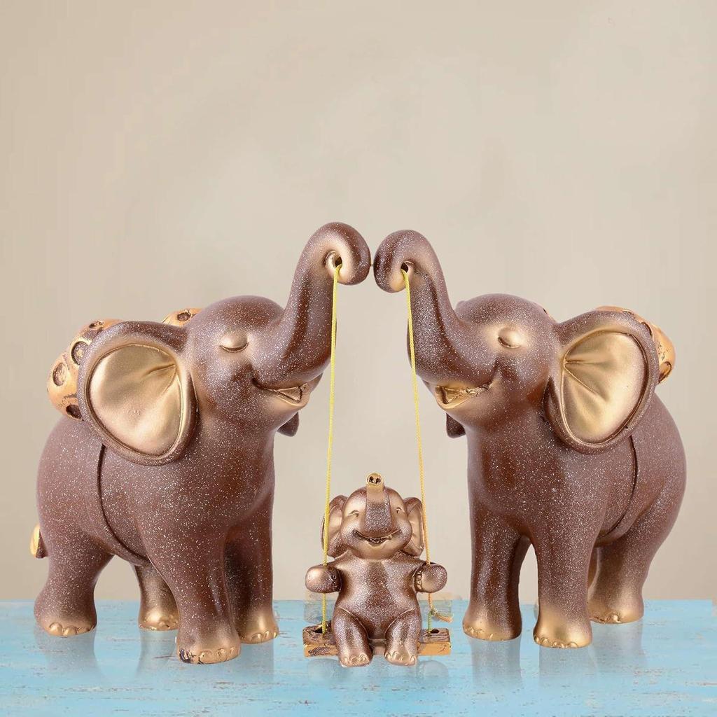 Resin Set of 3 Elephent showpiece for Home Decoration Items Table Décor Living Room Gift Boxes for Weddings, Parties, Housewarming