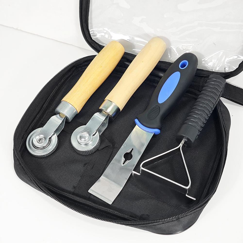 Comprehensive 4 Piece Tire Repair Kit with Buffing Wheel and Roller for Preparing Tire Surfaces and Supporting Patch Repairs