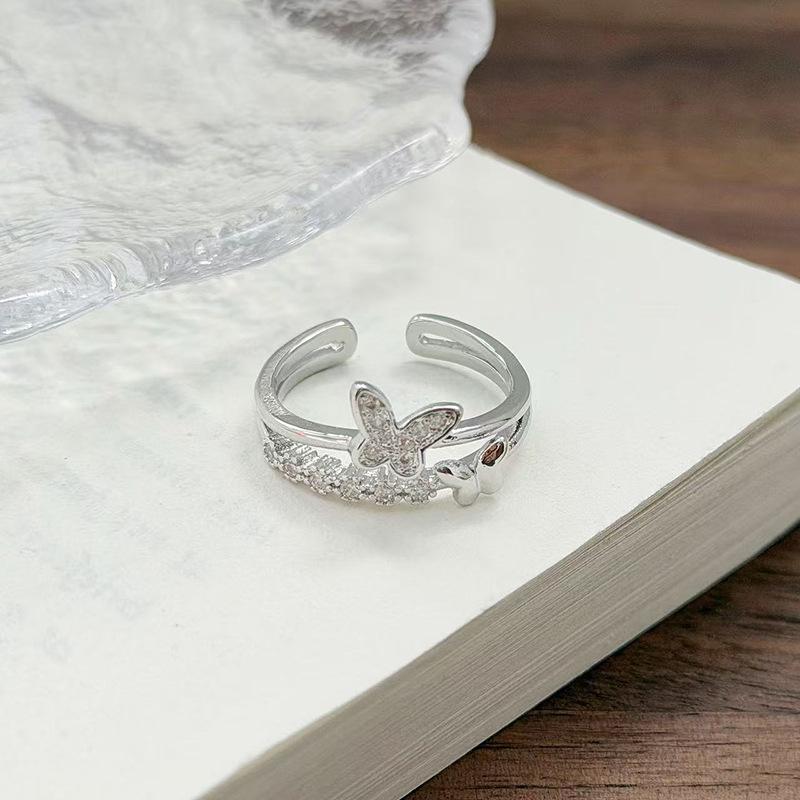 Exquisite Gypsy Star Row Diamond Zir*****Pen Ring, Women Stacked Wearing Personalized Fashion And Advanced Sense Open Index Finger Ring