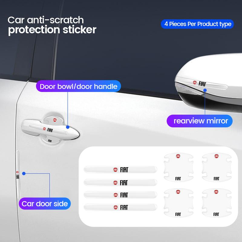 4/8 Pièces Film Protecteur Transparent pour Poignée de Voiture Autocollants de Porte de Voiture Pour FIAT Punto Tipo abarth Ducato Grande Panda 500 500L 500X