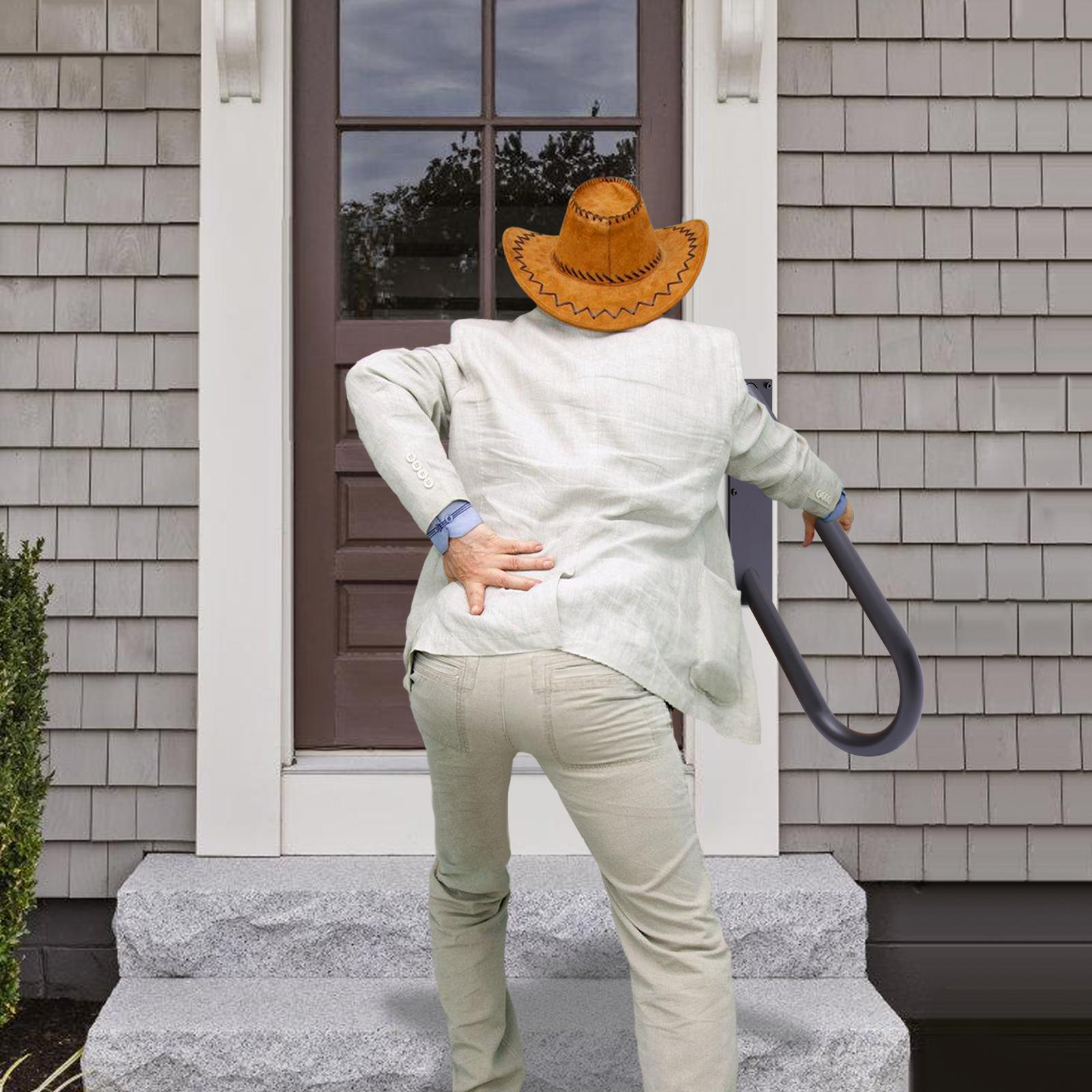 Wall Mount Handrail for Stairs, 20In U-Shaped Safety Hand Rail W/ Load Capacity 660 Lbs, Black Iron Stair Handrail for Elderly nero