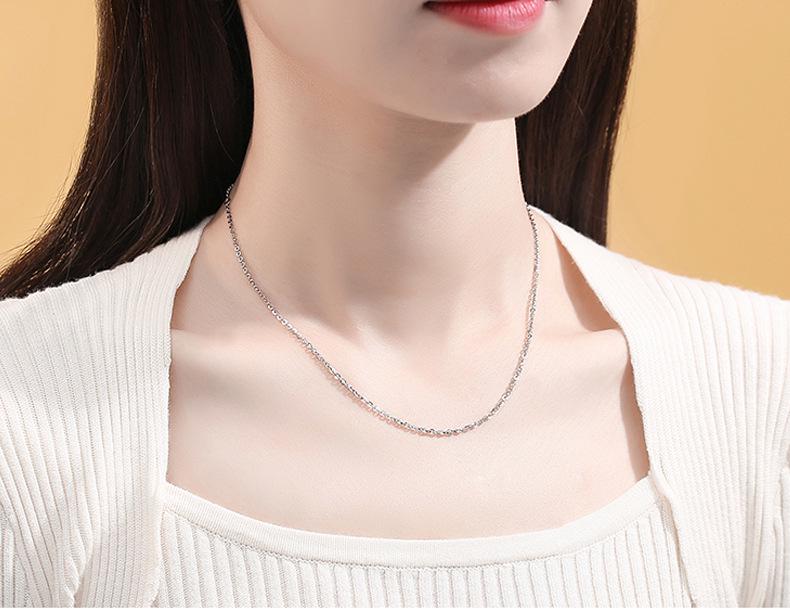 S925 Sterling Silver Women's Clavicle Necklace - Plain Snake Bone, Water Wave, Melon Seed, Ingot Chains. No Pendant Included.