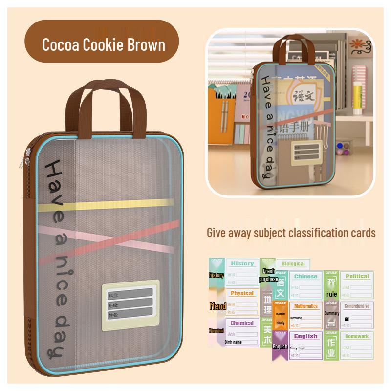 L-Shaped Multi-layer Student Homework Bag with Four-layer Storage Large Capacity Subject Bag