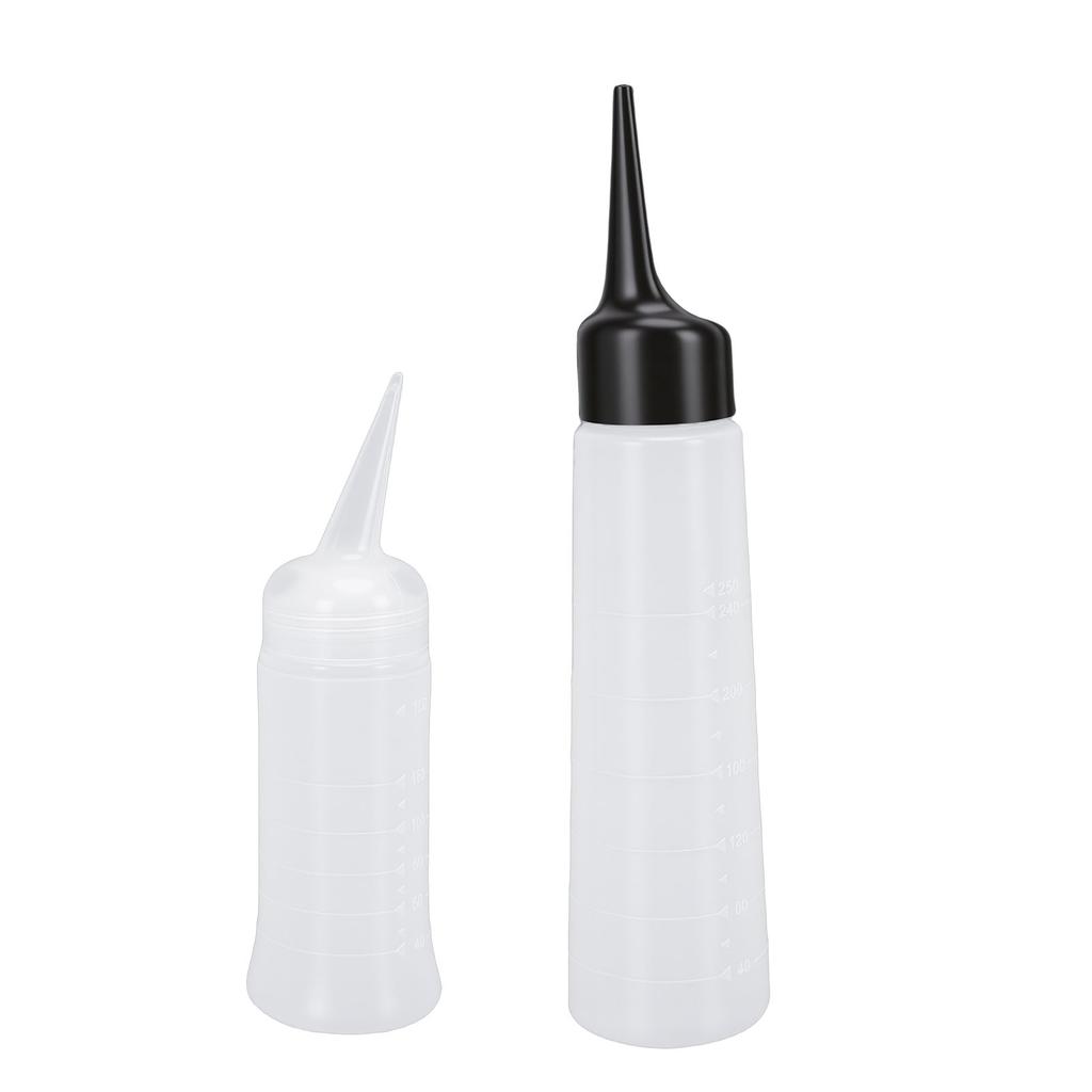 Flaconi Applicatori per Capelli 260ml Punta Dritta 150ml Punta Inclinata Flacone Spremere Capelli Ugello Pre Tagliato Scala Graduata Set 2 Pezzi