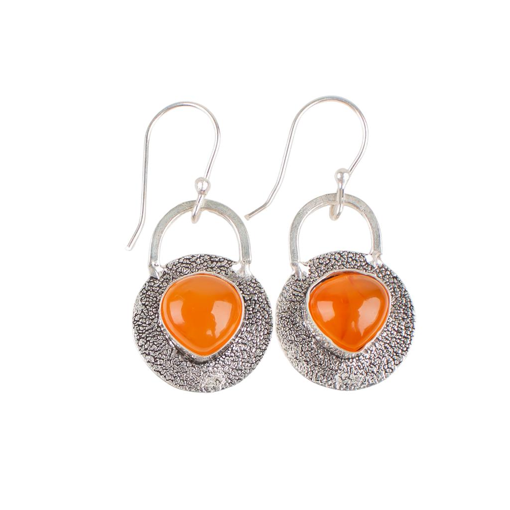 Natural Carnelian Gemstone 925 Sterling Silver Handmade Earrings 1.30" For Women EE-63-28