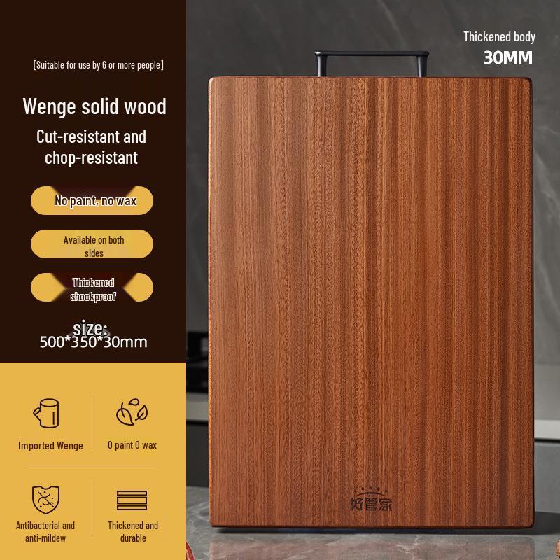 Ebony Wood Antibacterial Cutting Board: Black, Solid Wood, Mildew & Cut Resistant, Thickened for Kitchen.