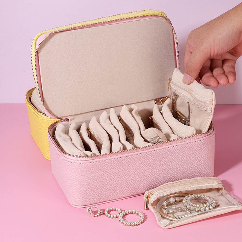 Dustproof Jewelry Display Box Organizer Jewelry Organiser Box Portable PU Jewelry Box  Travel