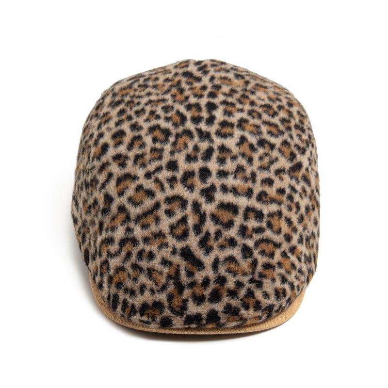Fashion Leopard Print Beret Women Autumn Winter Thick Warm Hats Trend Hip Hop Female Hat Vintage Berets Adjustable