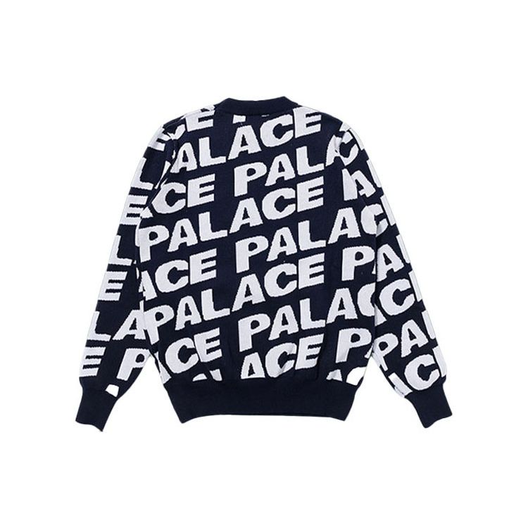 Palace All Over Logo Sweater Unisex Sweater Navy PALTKNBLA