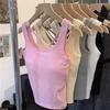 Summer Ular Women's Knitted Crop Top Tank Top Slimming Outerwear Nylon Cotton Blend Ort Sle Pure Color Versatile Strap