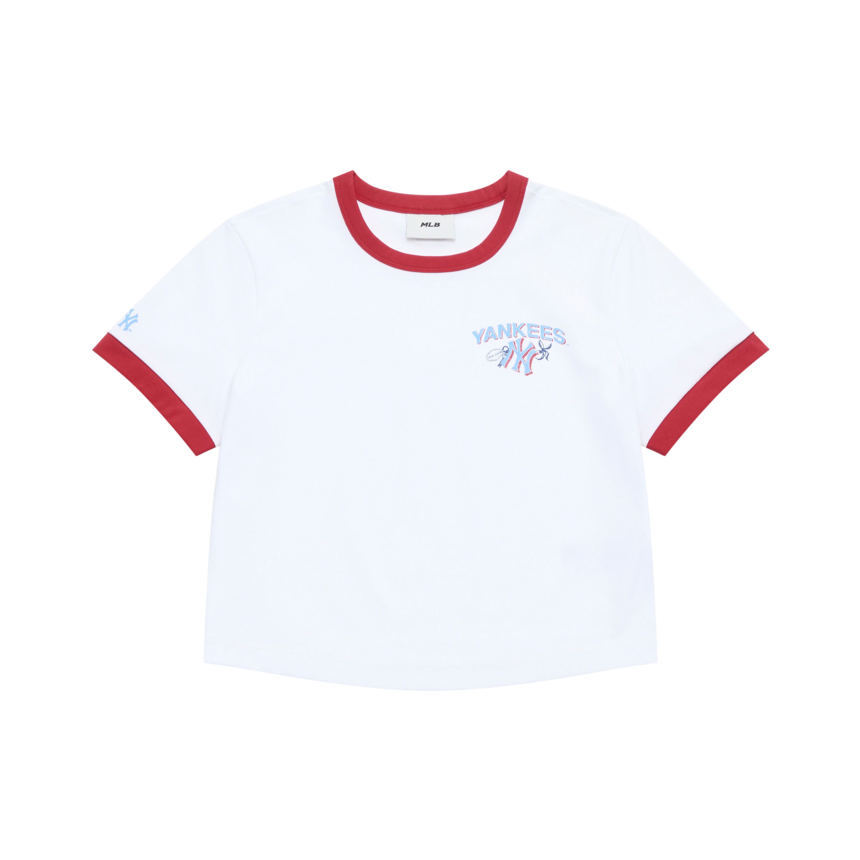 MLB New York Yankees Farbblock Basic Lässig Sport Bequem Mode Trendig Rundhals Kurz Schlanke Passform Kurzarm T-Shirt 3FTSA0353-50WHS XS white