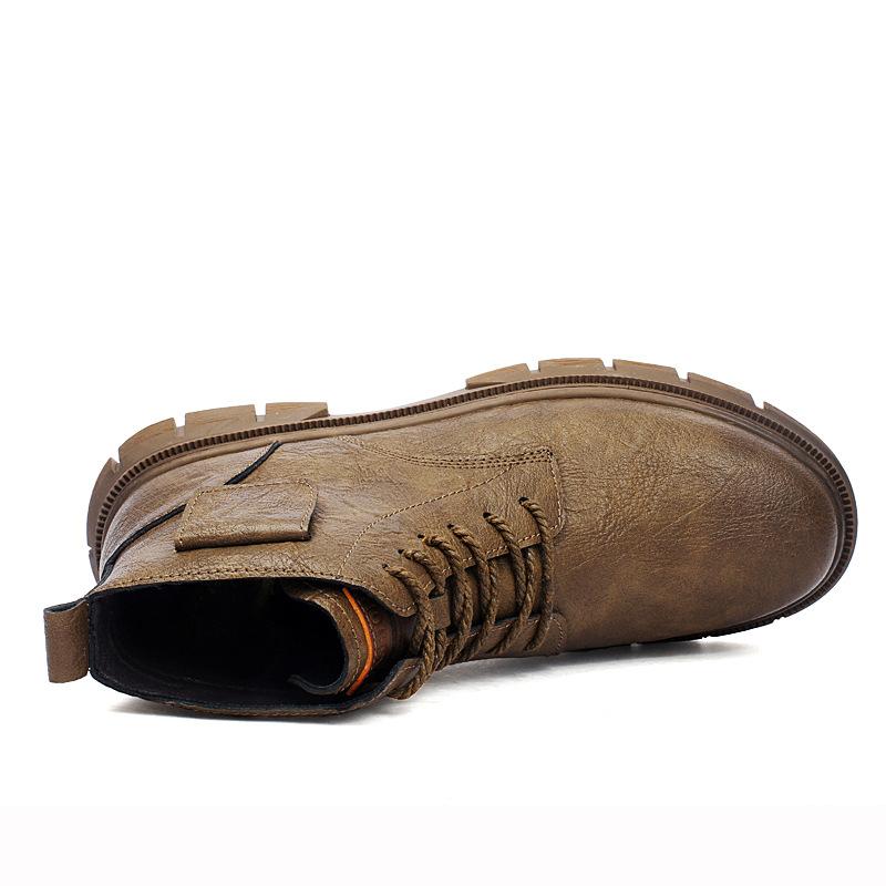 2025 Autumn New Martin Boots Winter Velvet Warm High-top Tooling Leather Boots Medium-top British Casual Leather Shoes