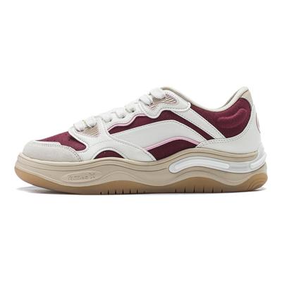 Li Ning Future Flow Versatile Retro Skate Shoes Non-Slip Shock Absorption Wear-Resistant Support Low-Top Women Sneaker Red White AGCU016-5
