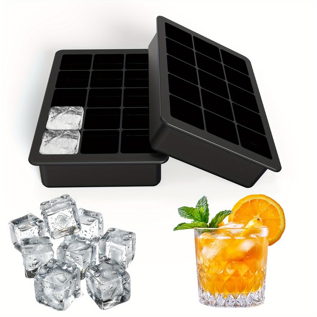 15-Cavity Silicone Ice Cube Tray with Lid - Reusable Square Ice Mold, Easy-Release Freezer Tray for Fruit-Infused Ice Cubes