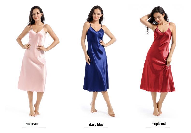 Plus Size Satijnen Diepe V-hals Spaghetti Bandjes Nachtjapon