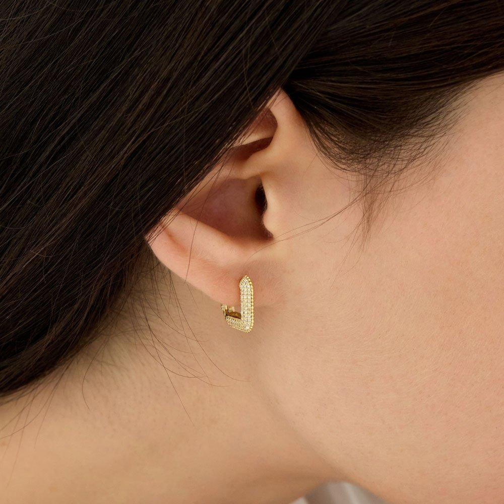 

Champagne Moon Silver (Y) Gout Pave Square Earrings Hl2E41200Y9Xxx