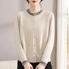 Elegant Knitted Cardigan for Middle-Aged Women (Ages 40-60), Stylish Long-Sleeve Sweater