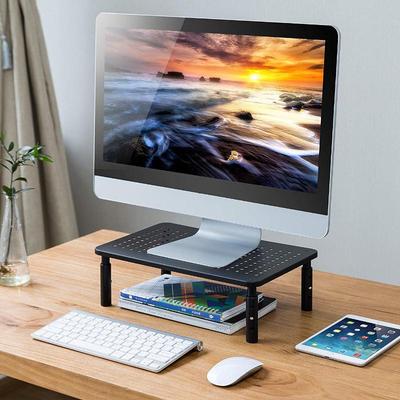 Regulowany bez użycia narzędzi stojak na monitor z tablicą perforowaną i odprowadzaniem ciepła