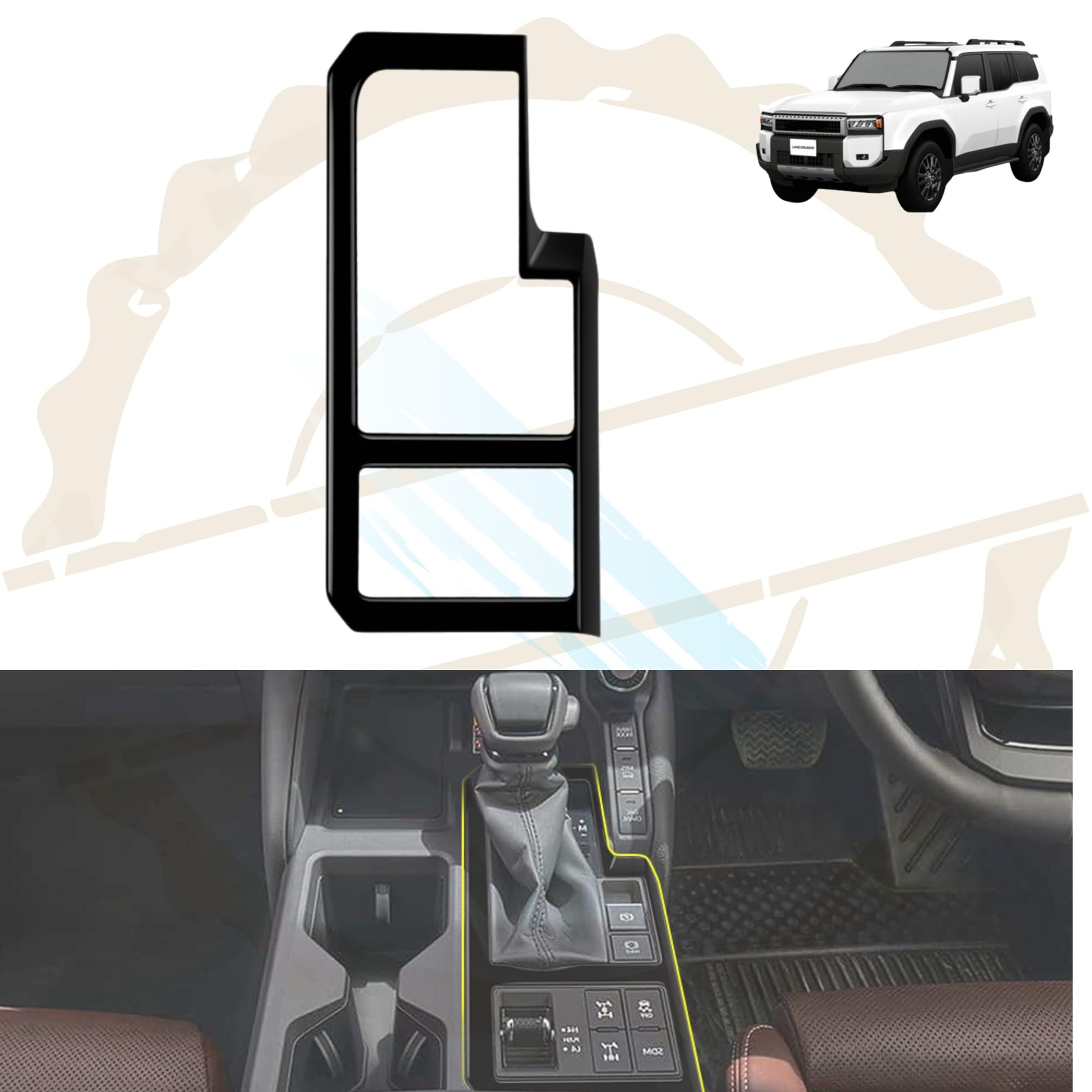 

DodoxDIY Compatible Land Cruiser 250 Rank LC250 TRJ250W GDJ250W Custom Parts Accessories Center Console Shift Panel Supplies Indoor Goods Black ABS