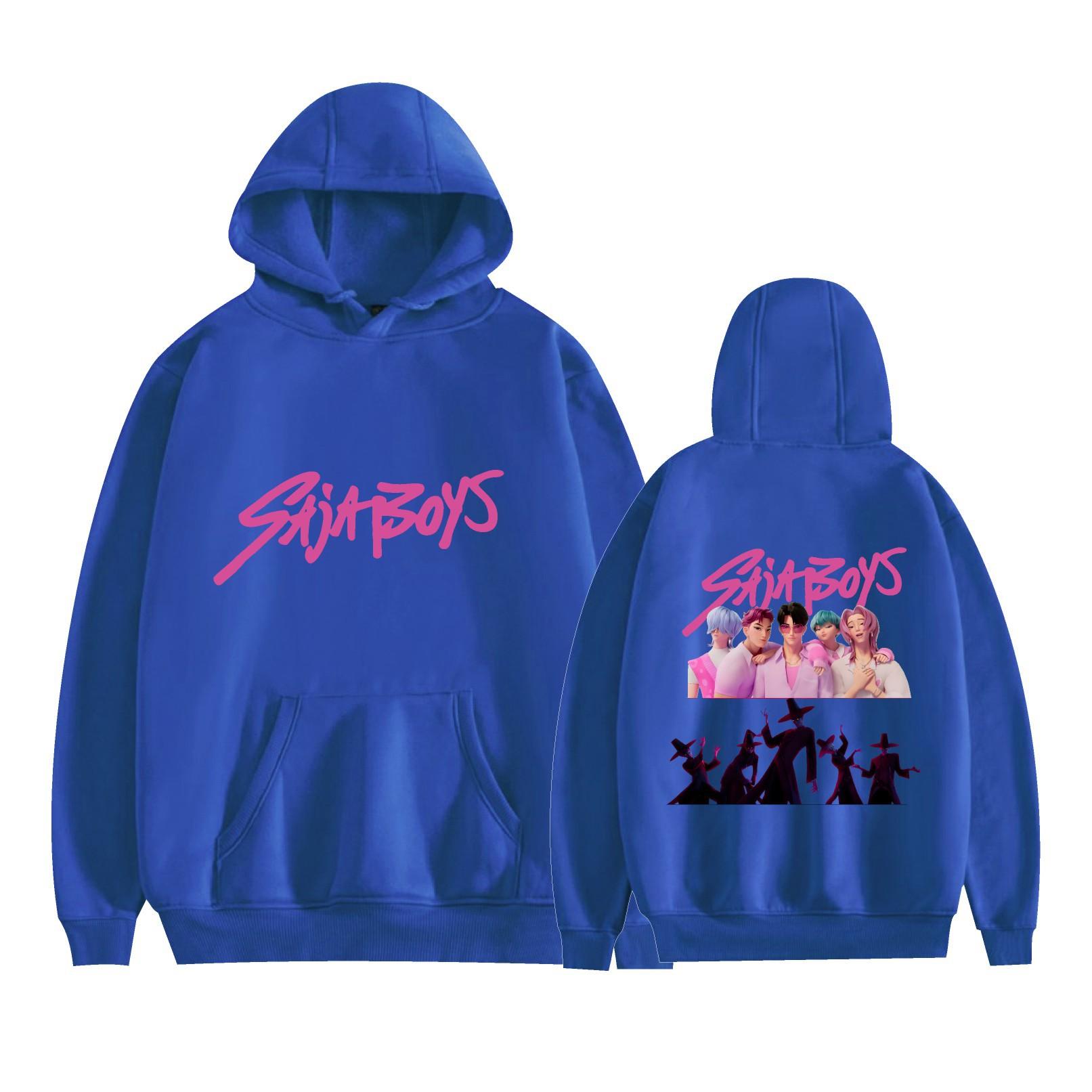 

KPop Demon Hunters Anime Hoodie Sweatshirt Anime Printed Cool CARTOON Pullover Hooded Unisex XXS синій