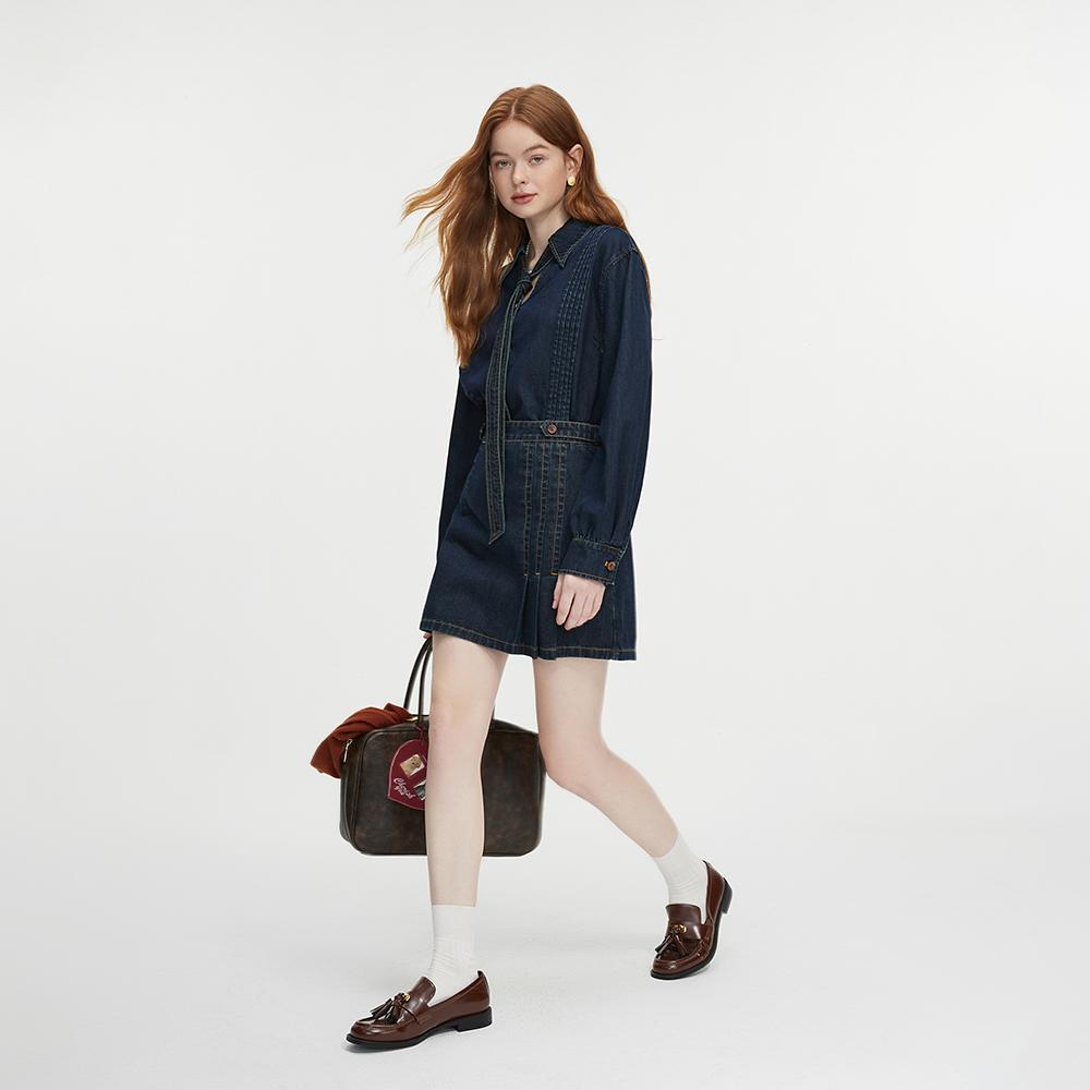 Wednesday Delight Wd_Pleated Denim Mini Skirt