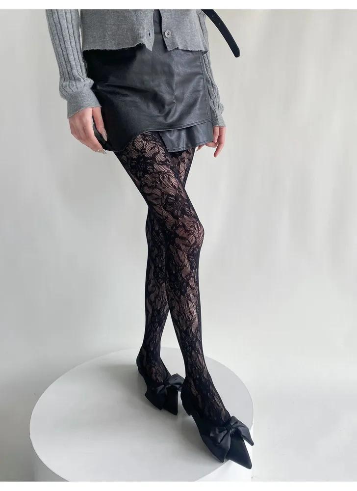 Lace Patterned Sheer Pantyhose Women Floral Mesh Tights Stretchy Seamless Hosiery for Daily Wear and Special Occasions