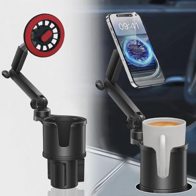 Magnetinis automobilio centrinės konsolės telefono ir puodelio laikiklio derinys