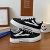 Vielseitige schwarze Canvas-Schuhe Frühling neue Schnür-Retro-Einzelschuhe Studentenlaufschuhe dicke Sohle Damenschuhe
