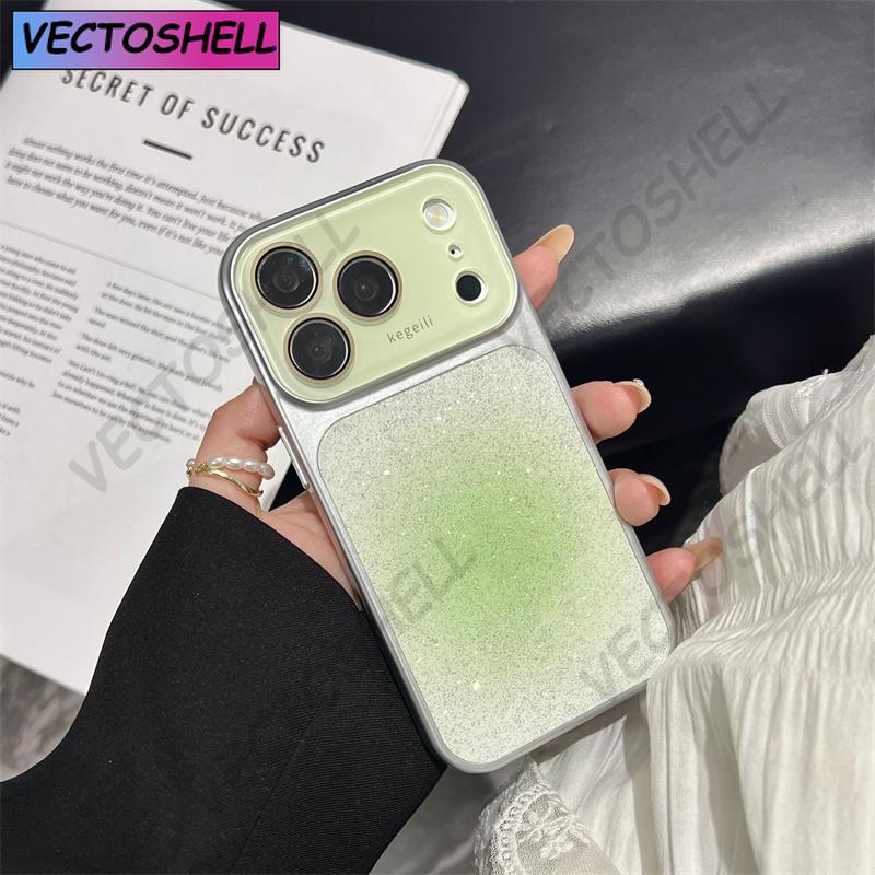 Halation Glitter Camera Window Phone Case For iPhone 17 16 15 14 13 12 Pro Max Glass Lens Protective Hard PC Back Cover