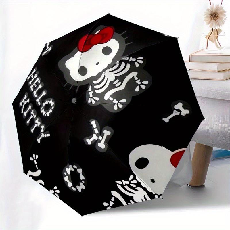 1pc Skeleton Hello Kitty PatternUmbrella with Plastic Handle,Suitable for All Seasons Home Travel Outdoor UmbrellaSanlio232
