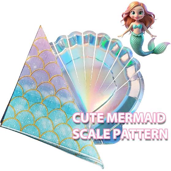 40 Pcs Mermaid Napk Paper Mermaids Themed Birthday Party Napk Mermaids Scales Pattern Napkin Mermaid Gender Reveal Party Decor