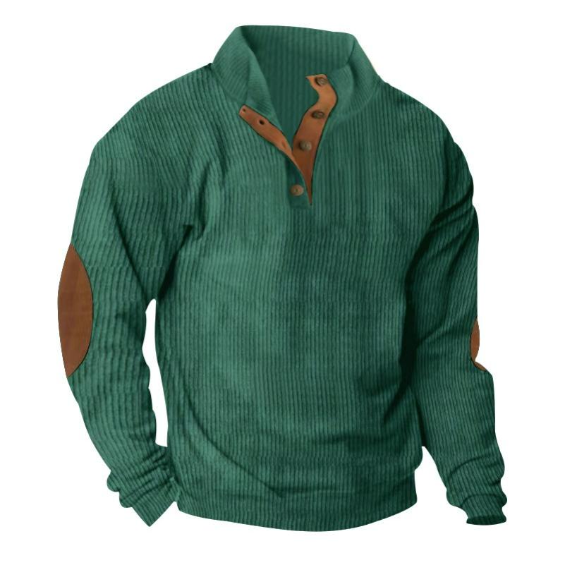 Men's Autumn and Winter Outdoor Loose Autumn Sweater Corduroy Casual Stand-up Collar Long-sleeved Sweater