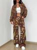 Simple Autumn and Winter New European and American Women's Clothing Yellow-green Camouflage Printing Suit Women