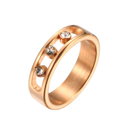 

Trendy Stainless Steel Rings for Women Man CZ Rhinestones Female Rose Gold Color Finger Ring Wedding Engagement Party Jewellery 7