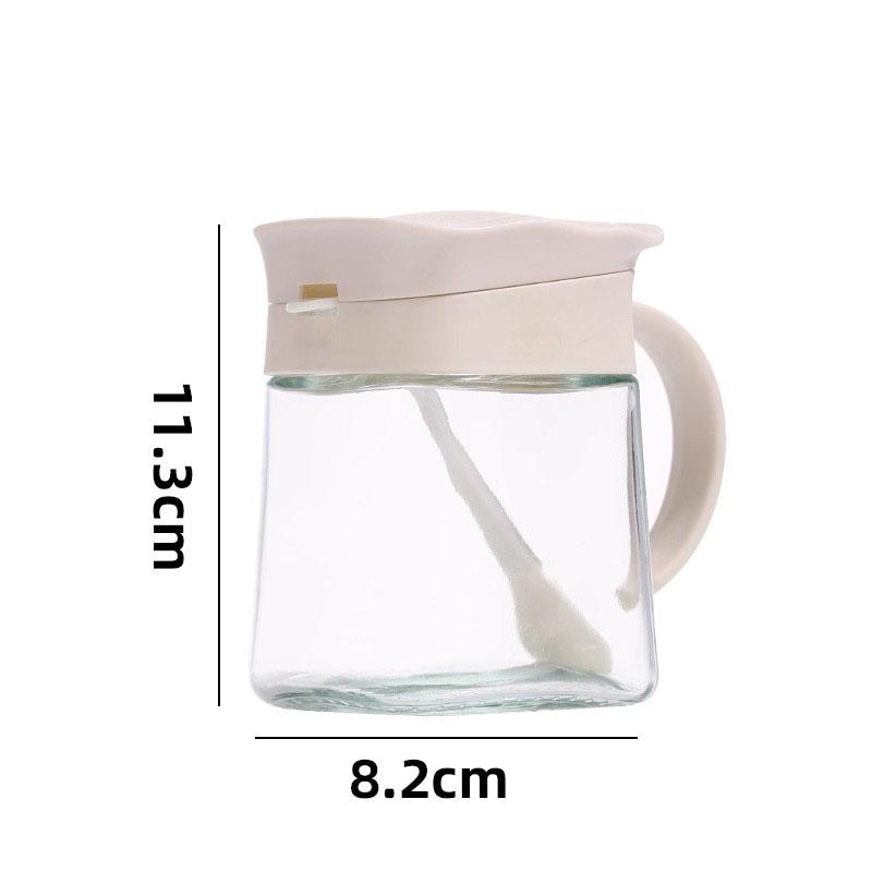Glass Seasoning Tank 2025 New Household 300ml Handle Transparent Kitchen Salt Shaker with Lid Scoop Green Fresh Sealed Jar