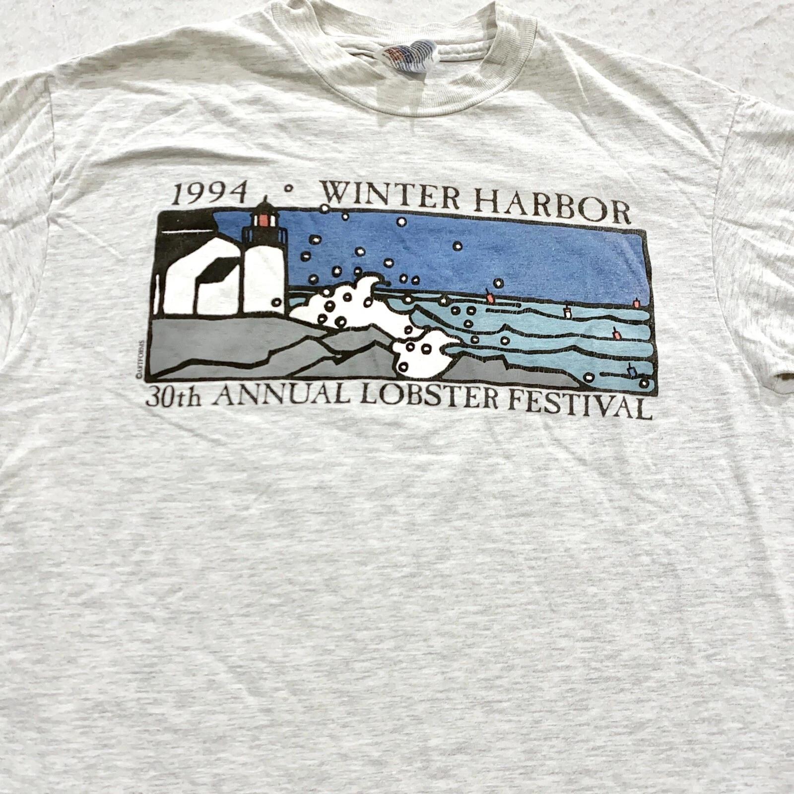 vintage 1994 WINTER HARBOR LOBSTER FESTIVAL T-Shirt XS/SMALL maine soft 90s S