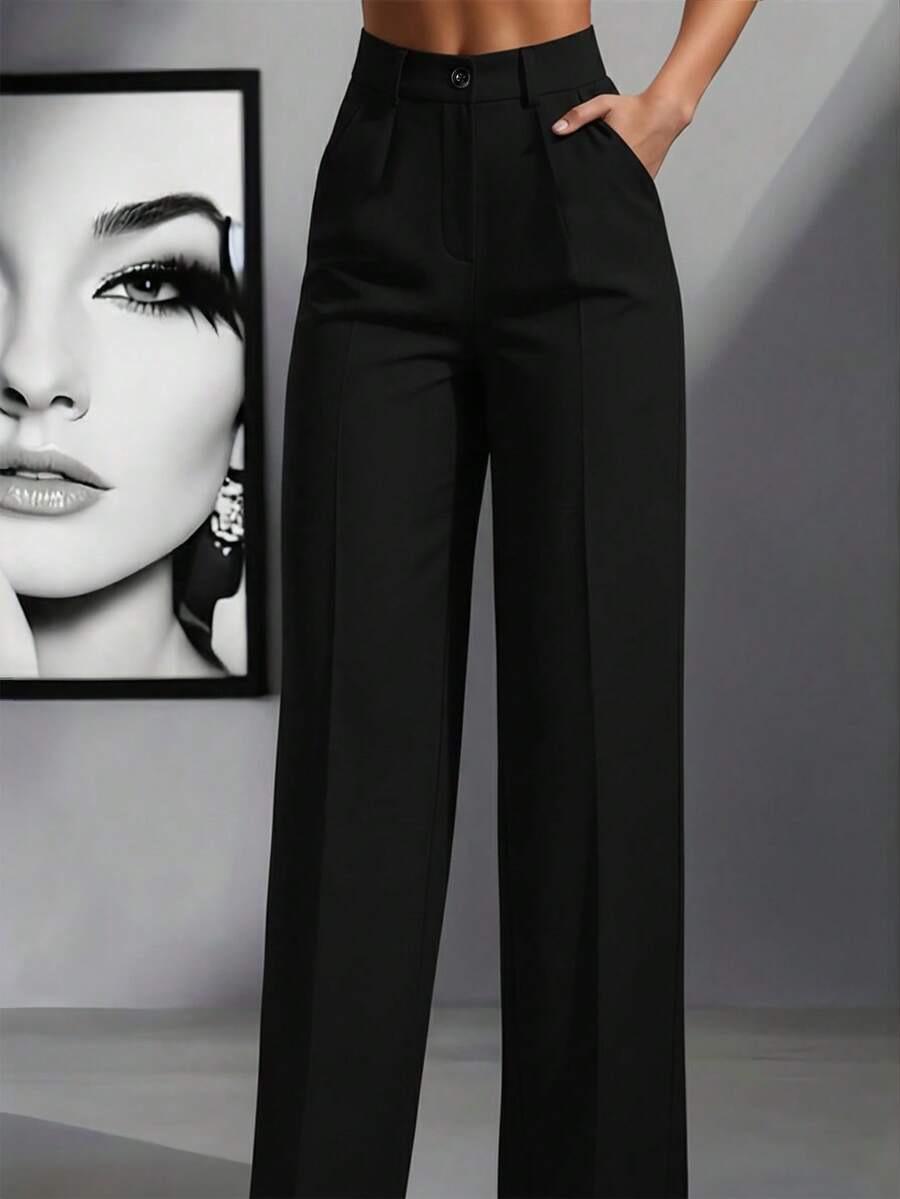 

Женские повседневные брюки с высокой талией, однотонные, плиссированные, свободного кроя, 2025 Extra Extra Large