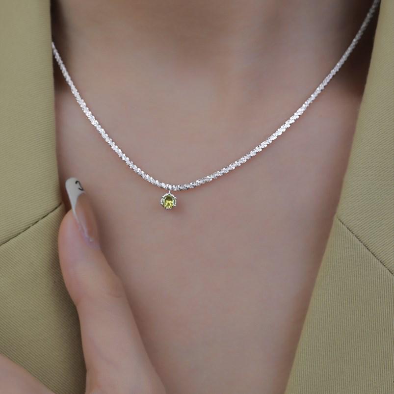 Elegant Olive Green Zircon Star Clavicle Pendant Necklace for Women