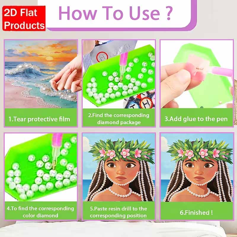 Disney Pearl Painting Moana Handmade DIY Pearl Gemstone Painting Pictures Crafts Special Shape Home Wall Decoration